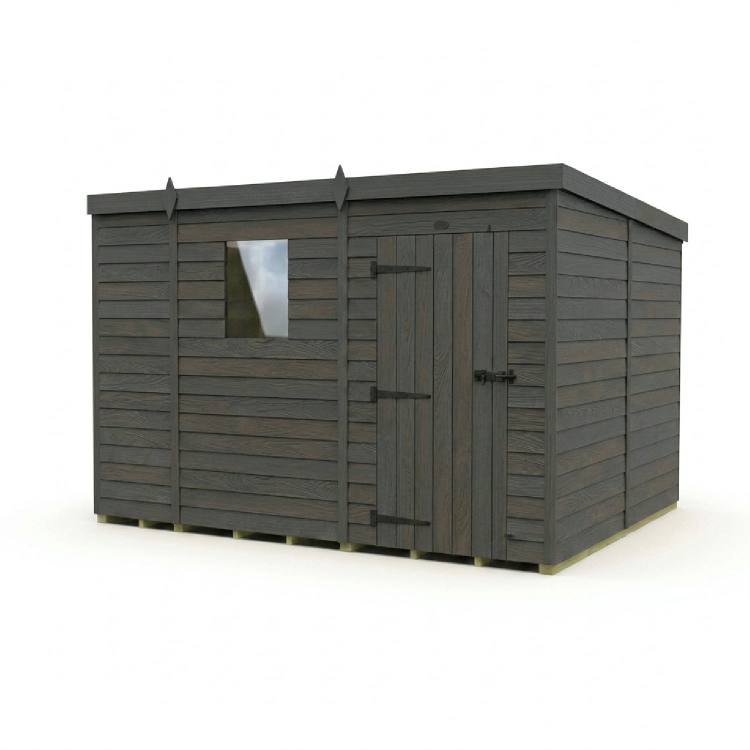 9x8 Pent Composite Shed (Single Door, With Windows)