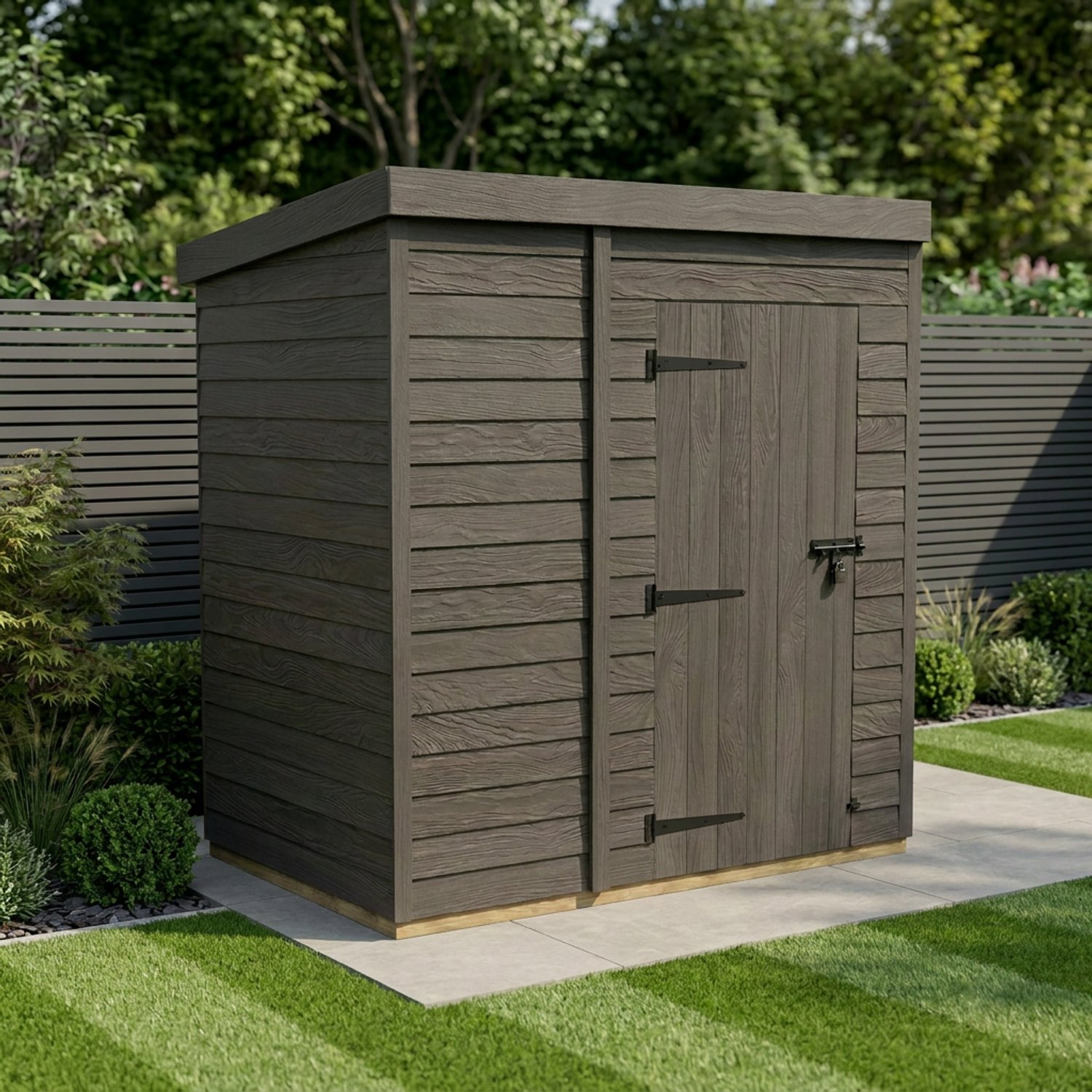 6x4 Pent Composite Shed (Single Door, No Windows)