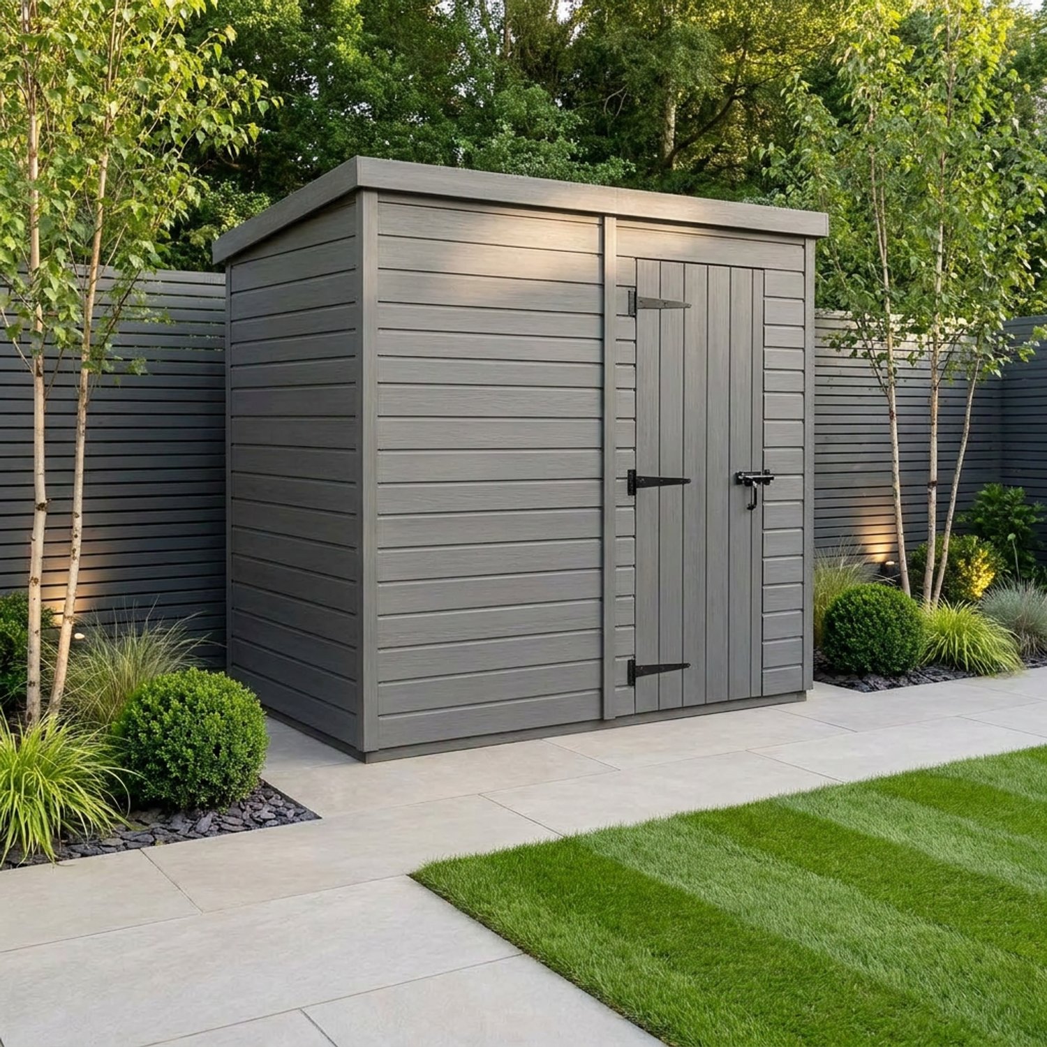 8x4 Pent Composite Shed (Single Door, No Windows)