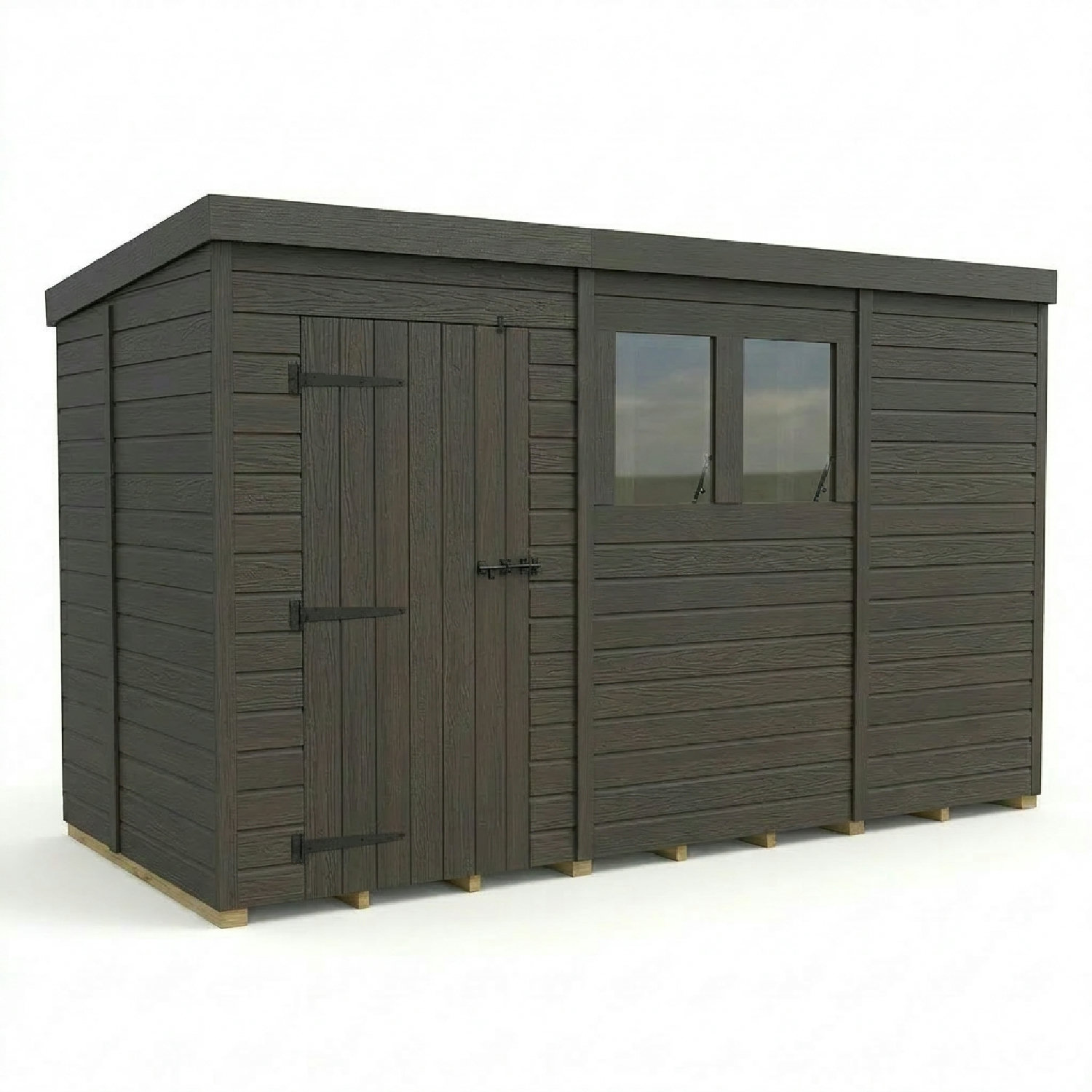 11x5 Pent Composite Shed (Single Door, With Windows)