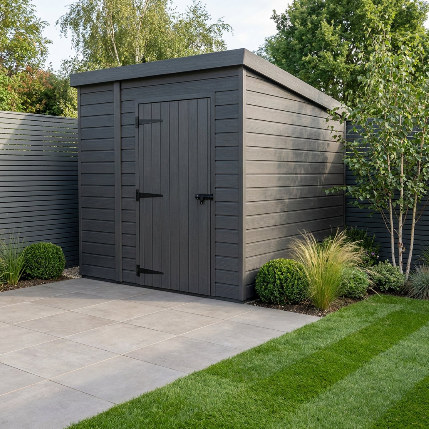 7x4 Pent Composite Shed (Single Door, No Windows)