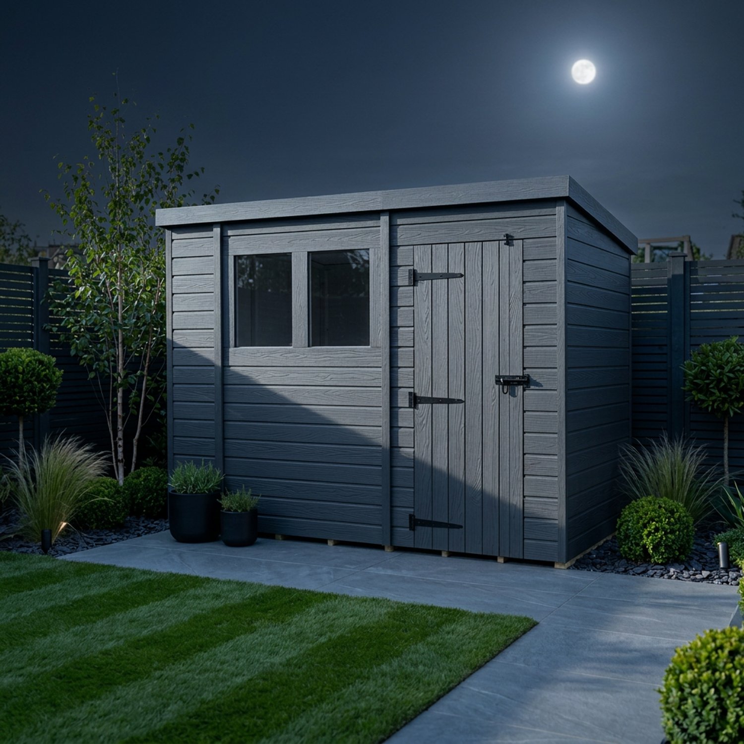 10x4 Pent Composite Shed (Single Door, With Windows)