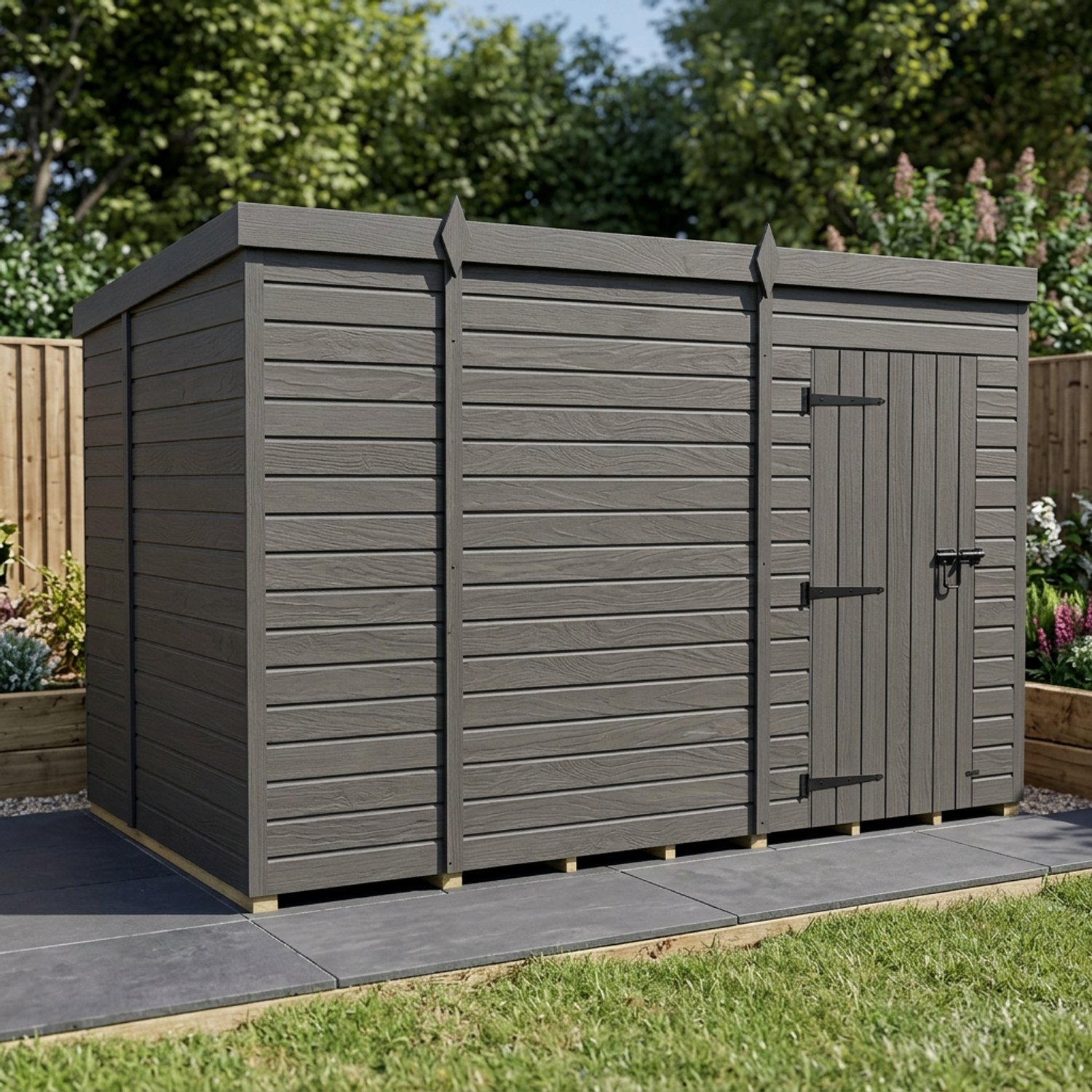 9x6 Pent Composite Shed (Single Door, No Windows)