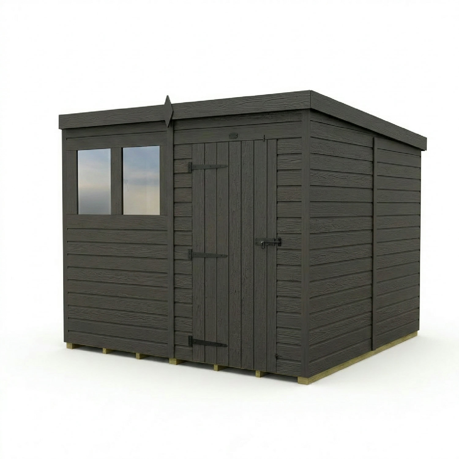 8x8 Pent Composite Shed (Single Door, With Windows)