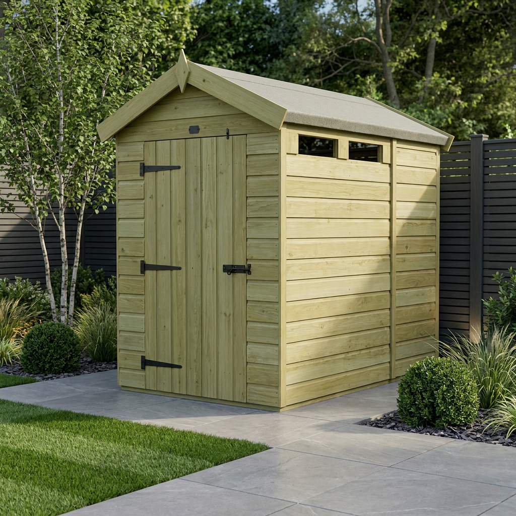 i need okm Sサイズ 7 x 4 Apex Security Shed — Total Sheds