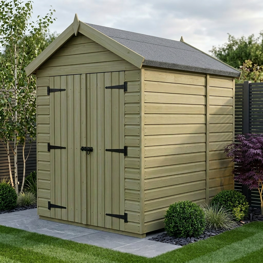 7 x 6 Apex Shed (Double Door, No Windows)