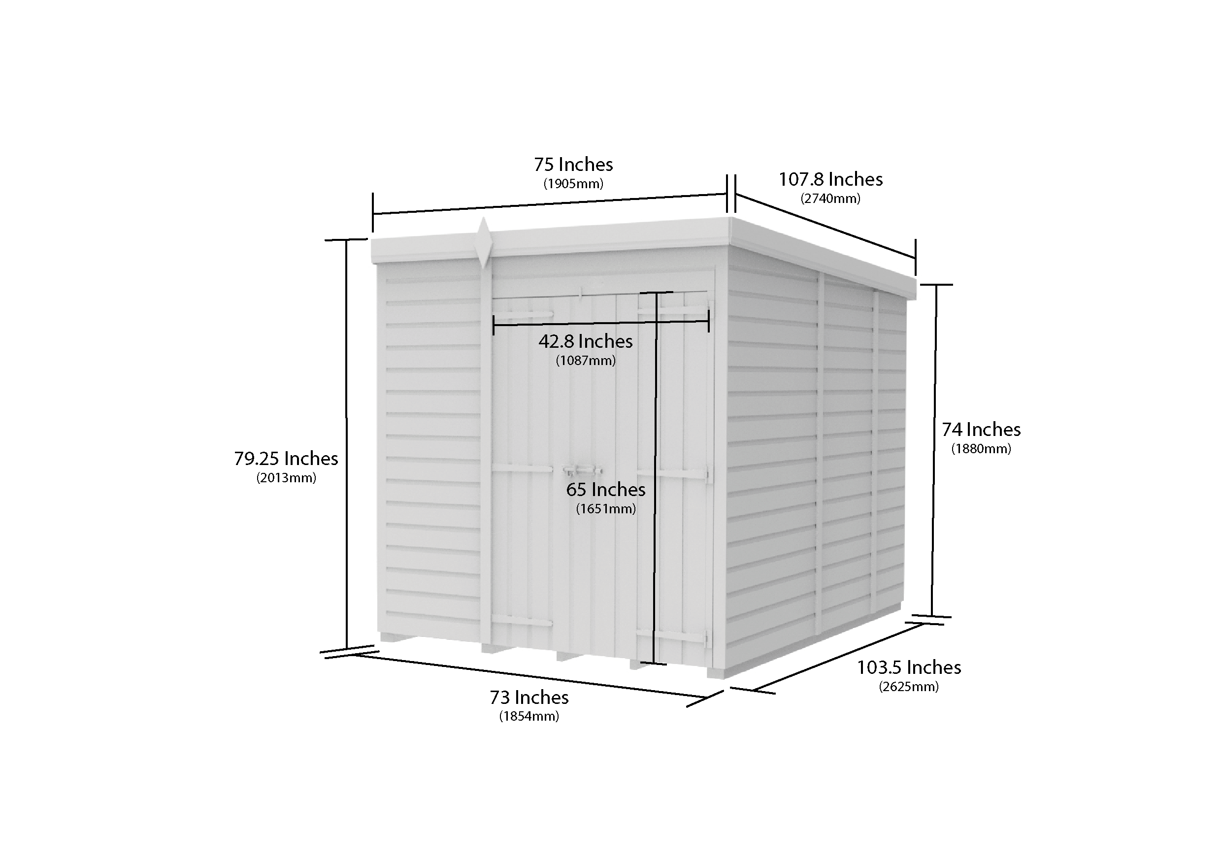 6 x 9 Pent Shed (Double Door, With Windows)