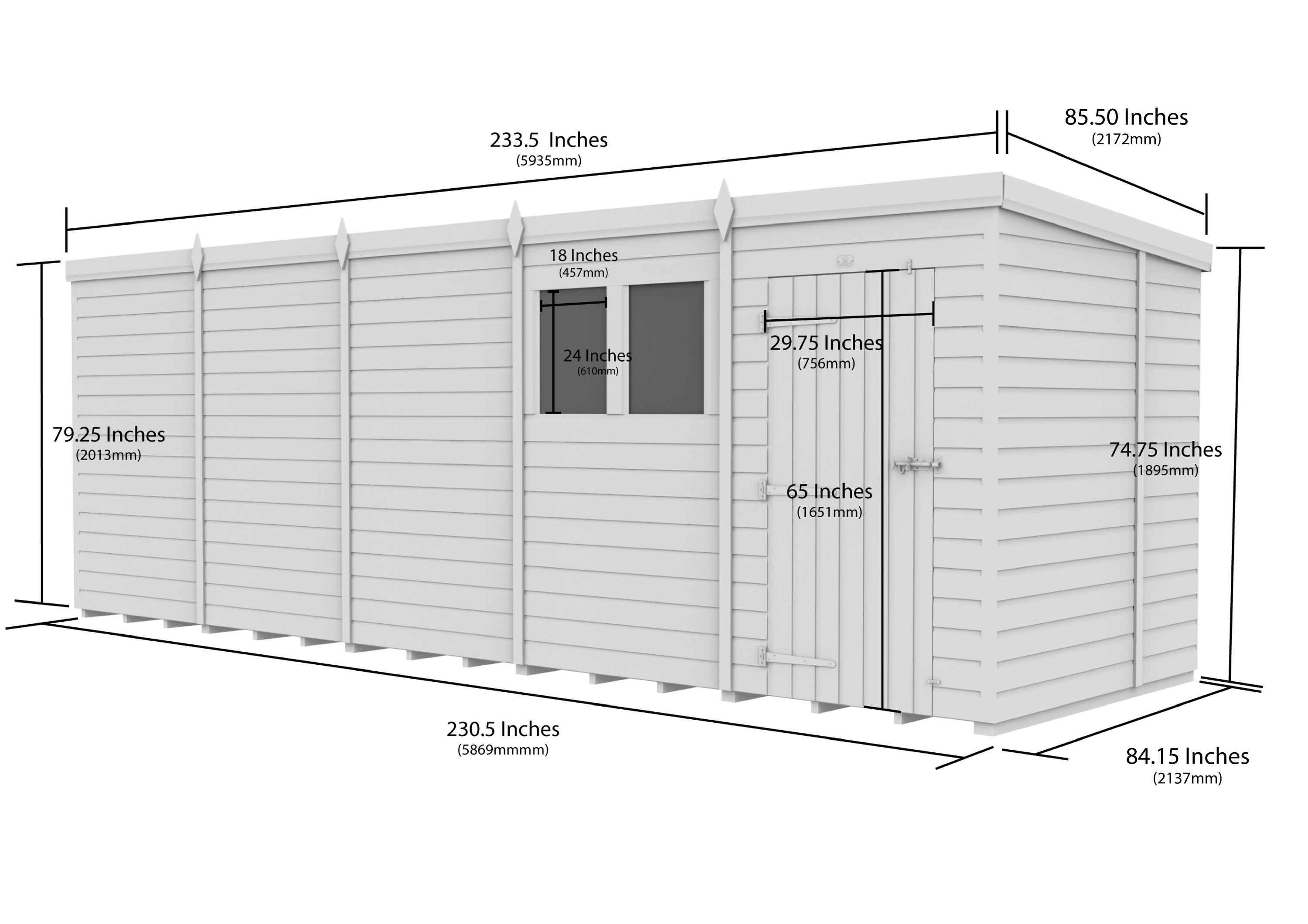 20 x 7 Security Pent Shed