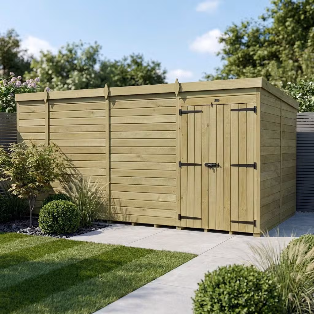 13 x 7 Pent Shed (Double Door, No Windows)