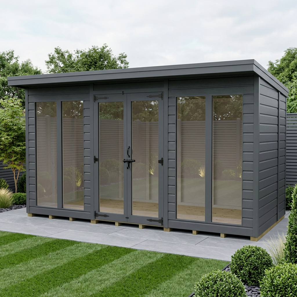 12x7 Composite Pent Full Height Summer House