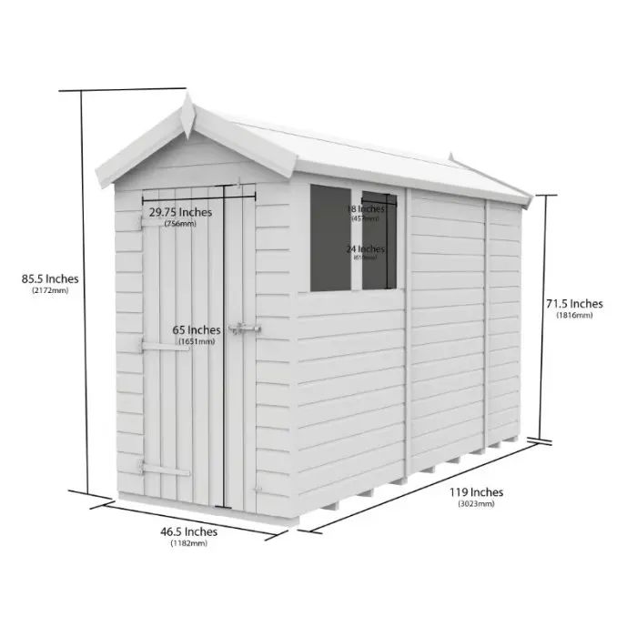 4 x 10 Apex Shed (Single Door, With Windows)