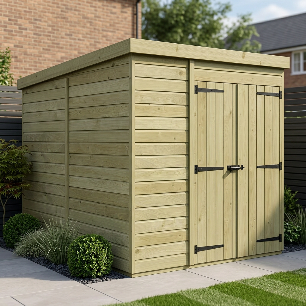 6 x 8 Pent Shed (Double Door, No Windows)