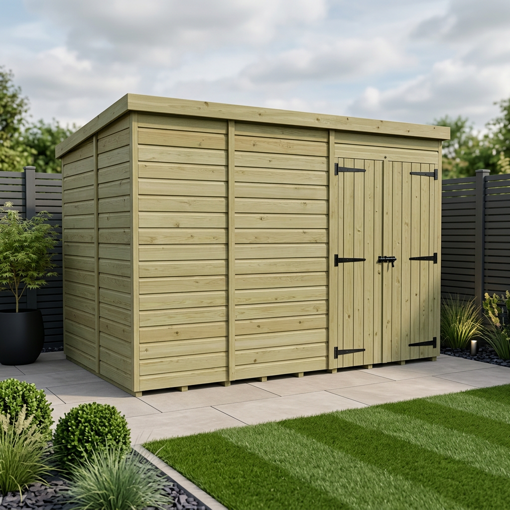 11 x 10 Pent Shed (Double Door, No Windows)