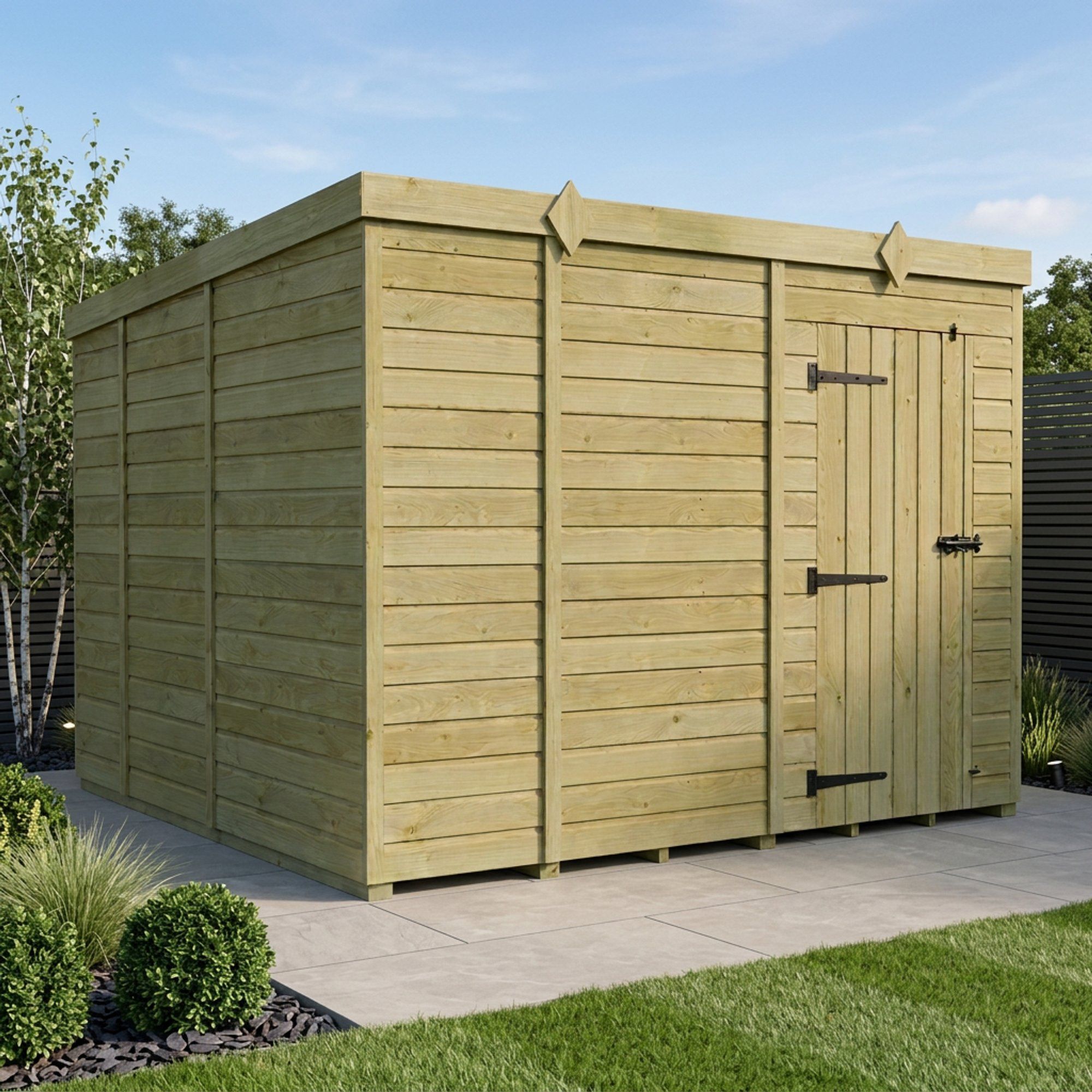 9 x 9 Pent Shed (Single Door, No Windows)