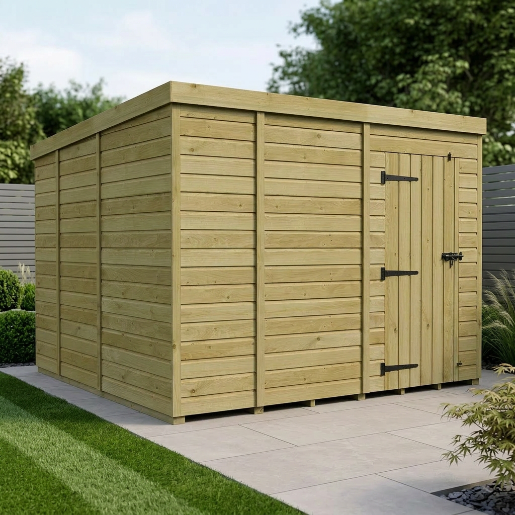 9 x 9 Pent Shed (Single Door, No Windows)