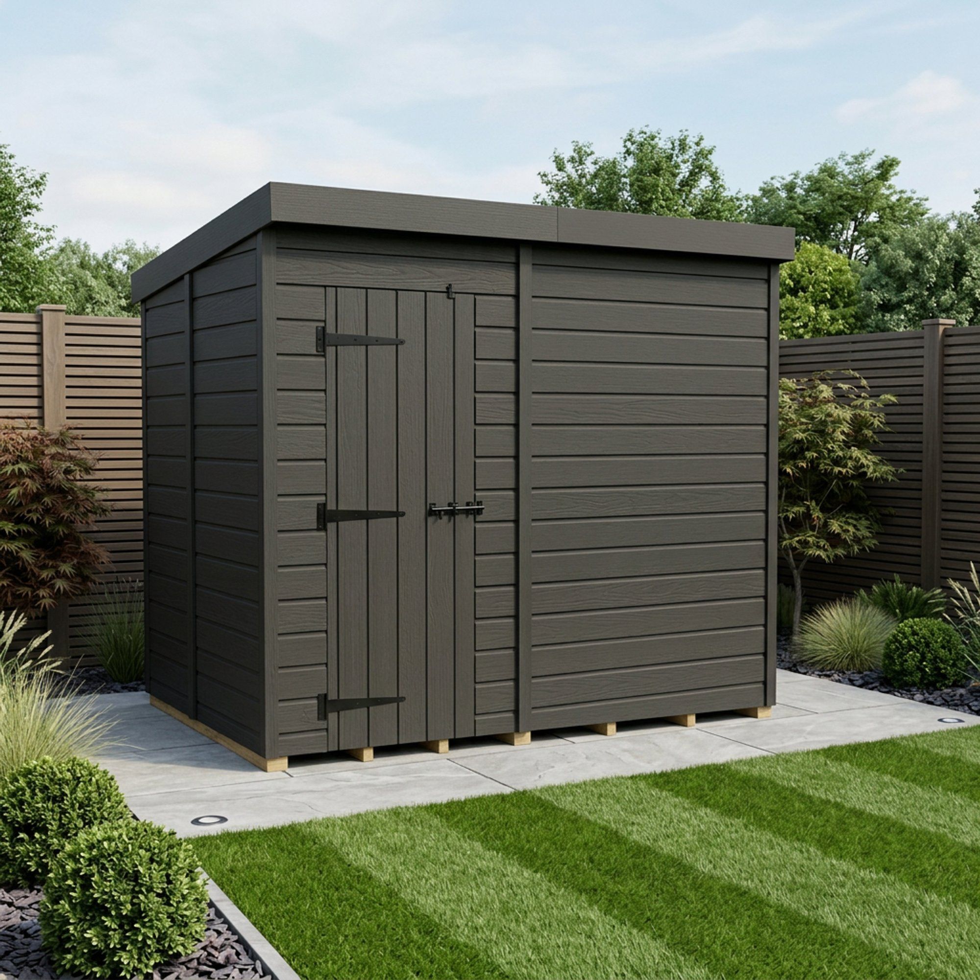 11x5 Pent Composite Shed (Single Door, No Windows)