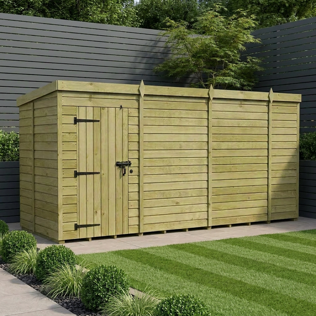 14 x 5 Pent Shed (Single Door, No Windows)