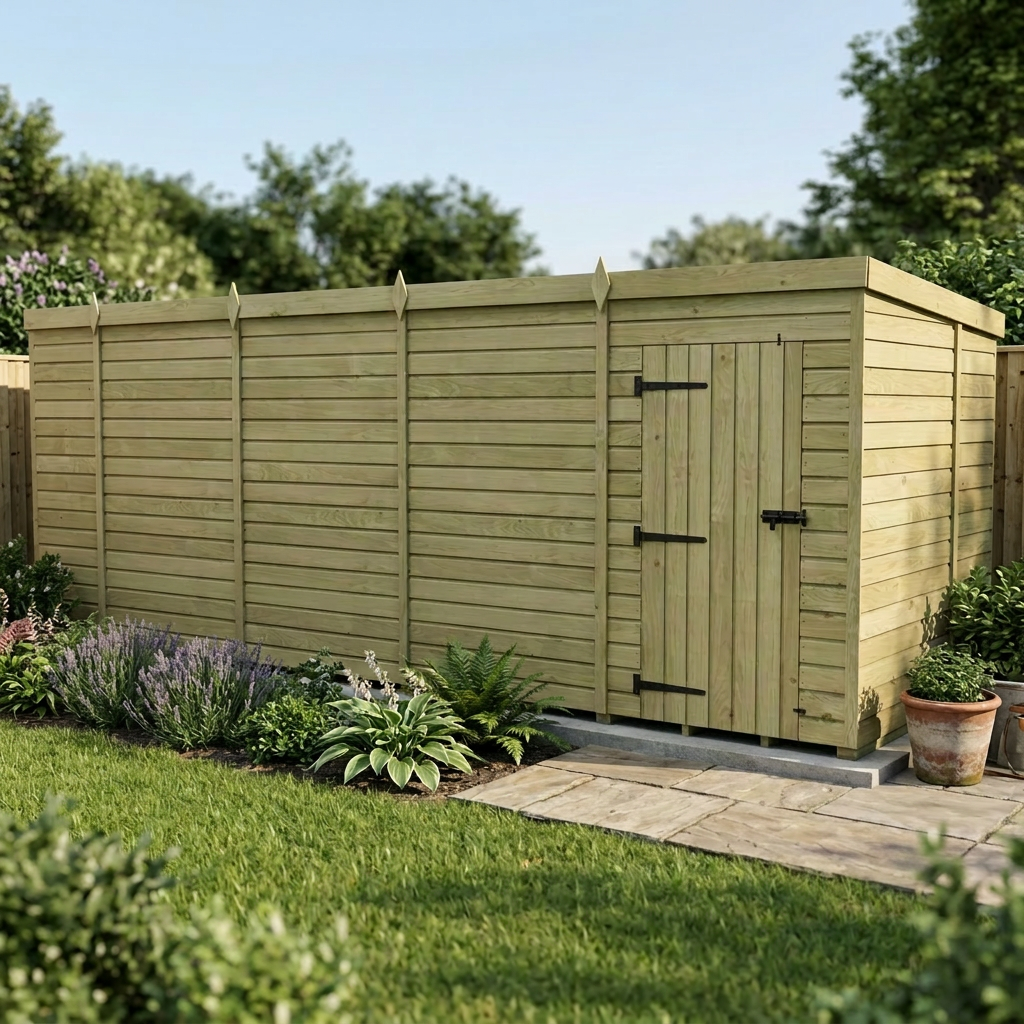 19 x 7 Pent Shed (Single Door, No Windows)