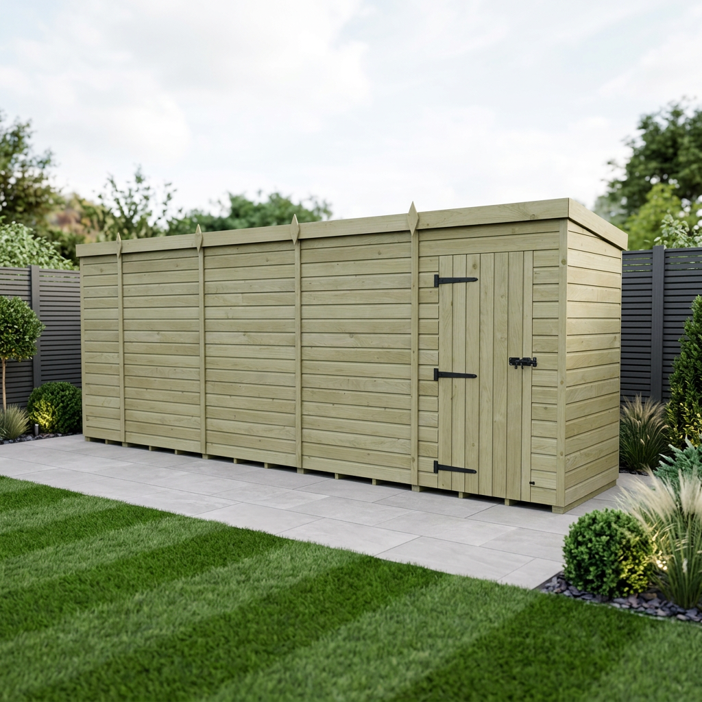 19 x 4 Pent Shed (Single Door, No Windows)