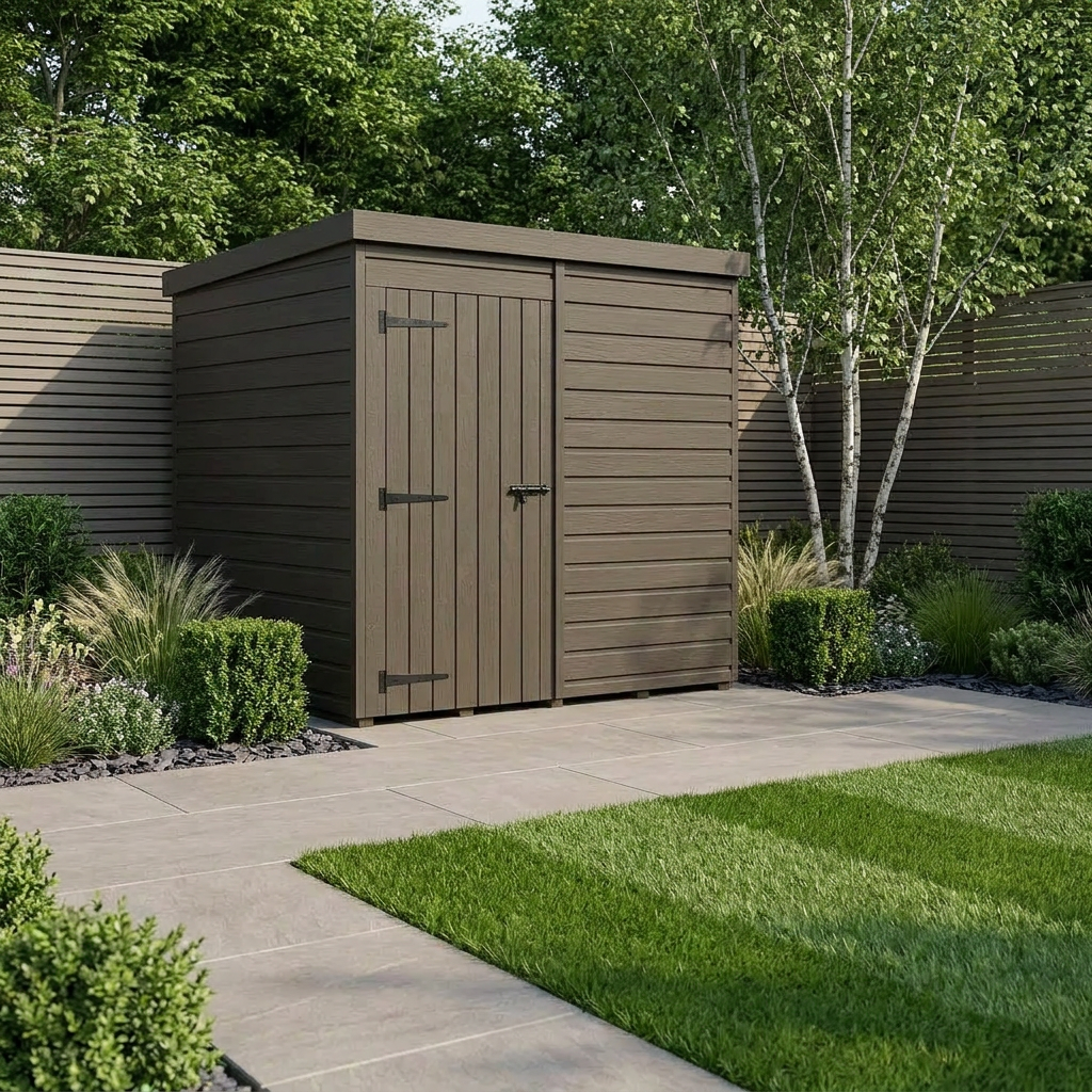 7x5 Pent Composite Shed (Single Door, No Windows)