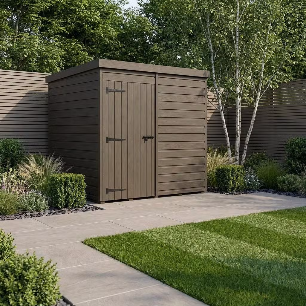 7x5 Pent Composite Shed (Single Door, No Windows)