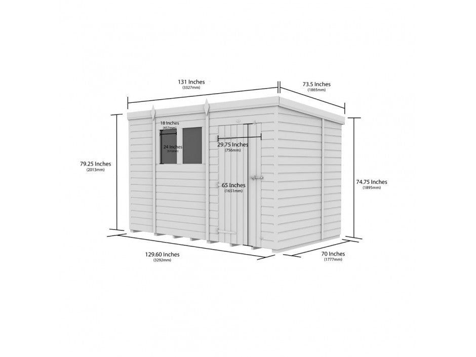 11x6 Pent Composite Shed (Single Door, No Windows)