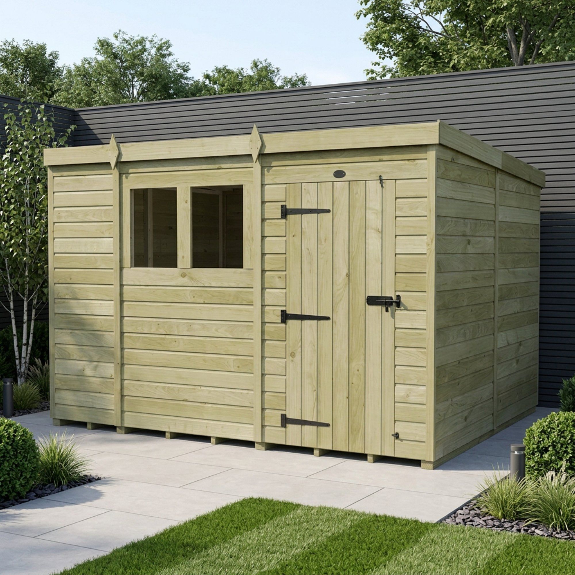 10 x 8 Pent Shed (Single Door, With Windows)