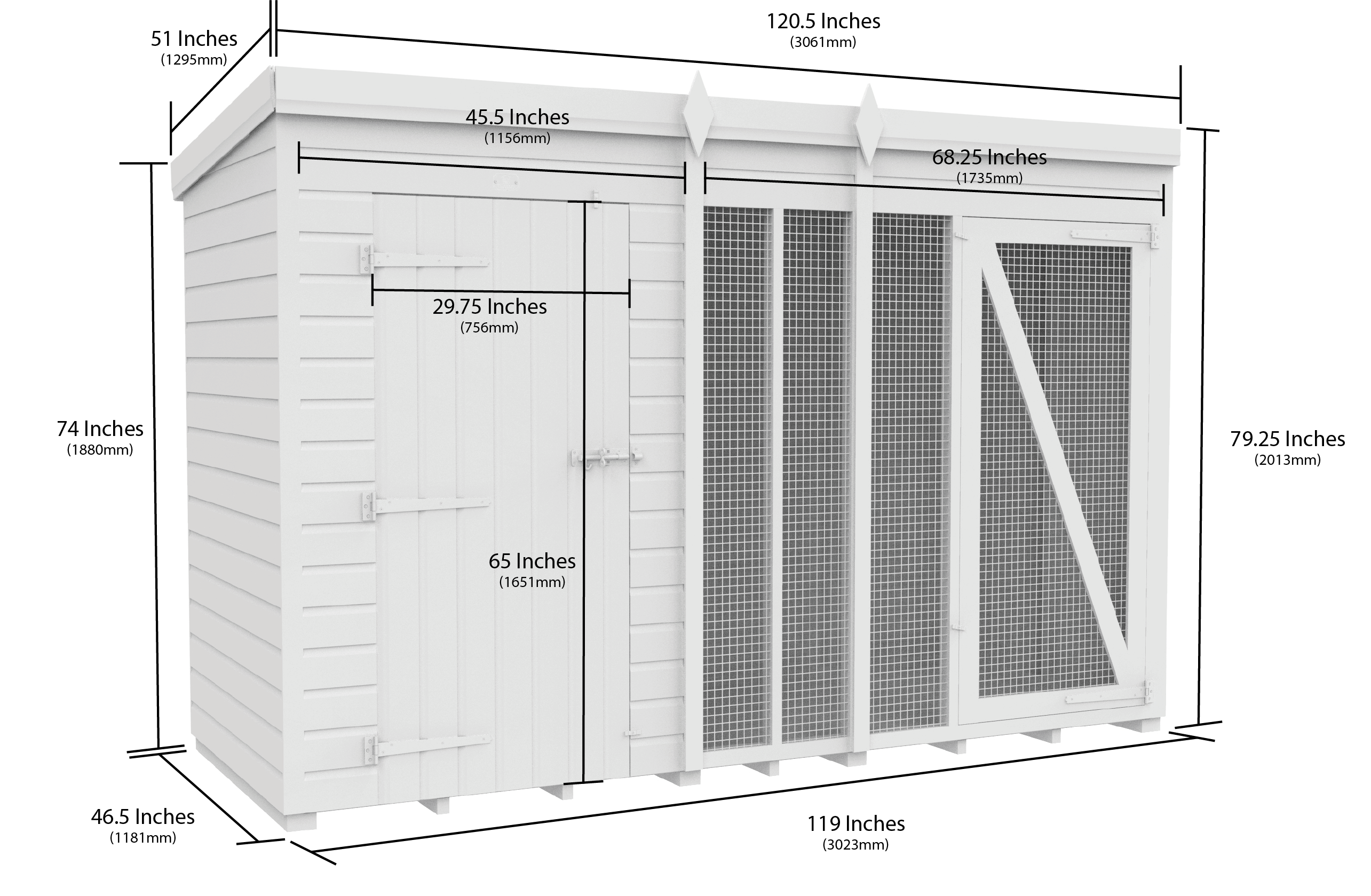 10 x 4 Dog Kennel And Run (Full Height)