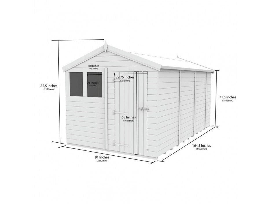 8 x 14 Apex Shed (Double Door, With Windows)
