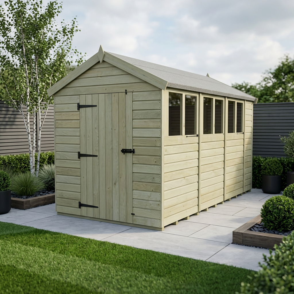 8 x 14 Apex Shed (Single Door, With Windows)