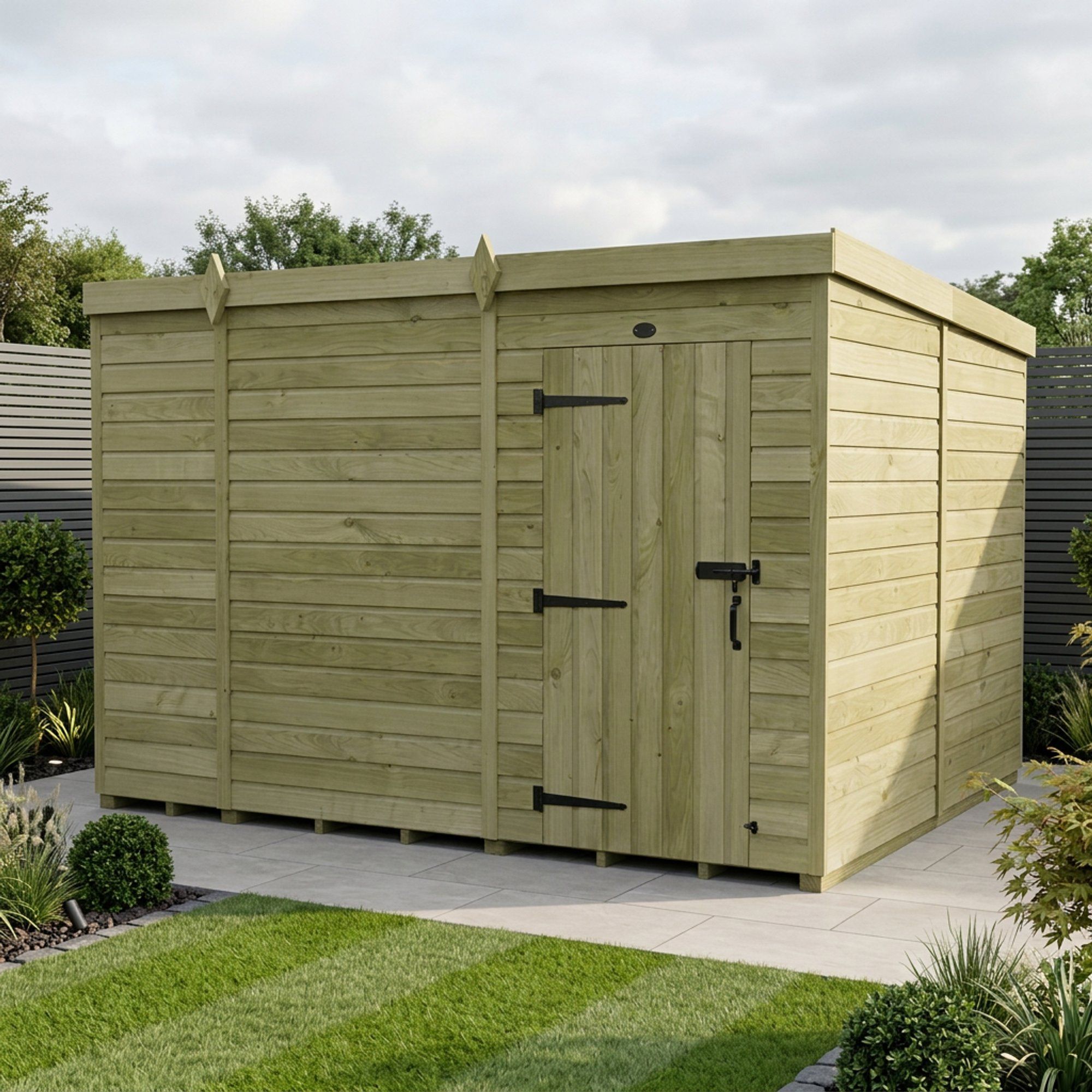 10 x 8 Pent Shed (Single Door, No Windows)