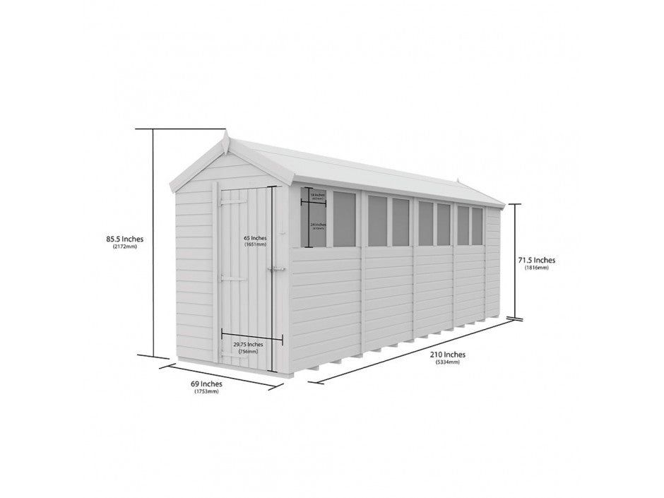5 x 18 Apex Shed (Single Door, No Windows)