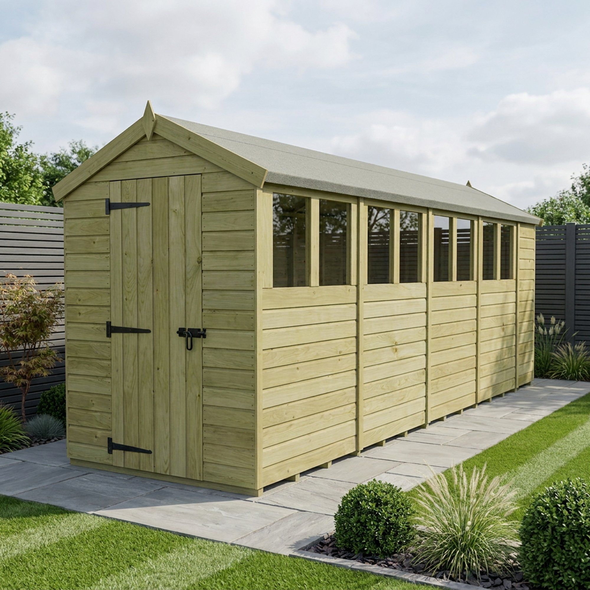 5 x 18 Apex Shed (Single Door, With Windows)