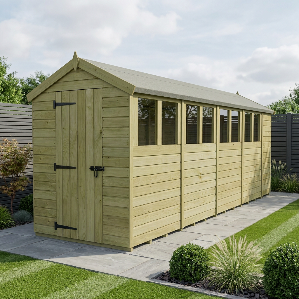 5 x 18 Apex Shed (Single Door, With Windows)