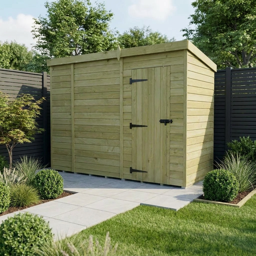 9 x 4 Pent Shed (Single Door, No Windows)