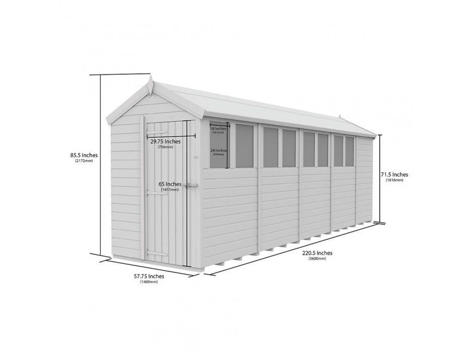 5 x 19 Apex Shed (Single Door, No Windows)