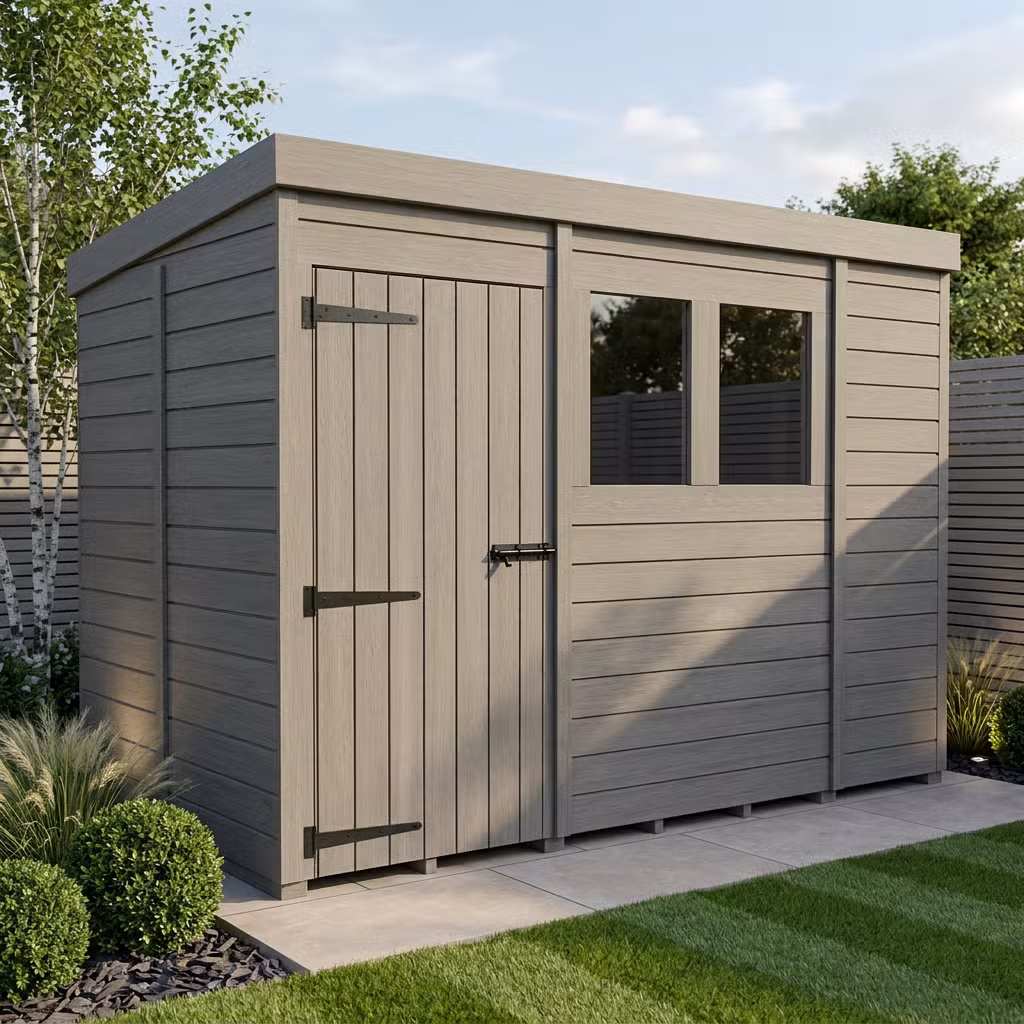 5x9 Pent Composite Shed (Single Door, With Windows)