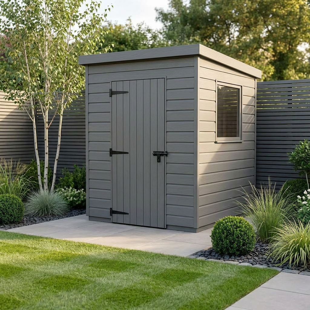 6x6 Pent Composite Shed (Single Door, With Windows)