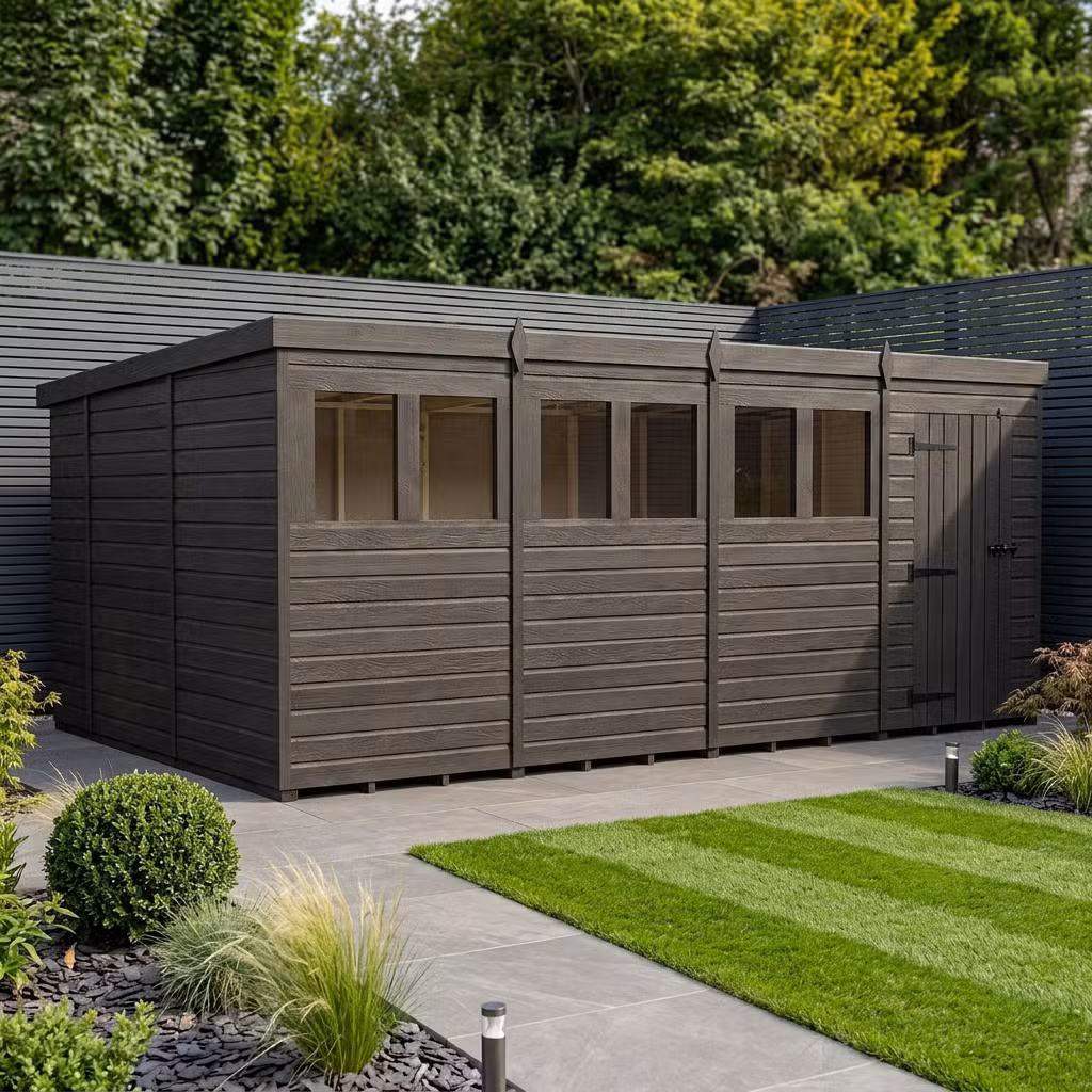 16x10 Pent Composite Shed (Single Door, With Windows)