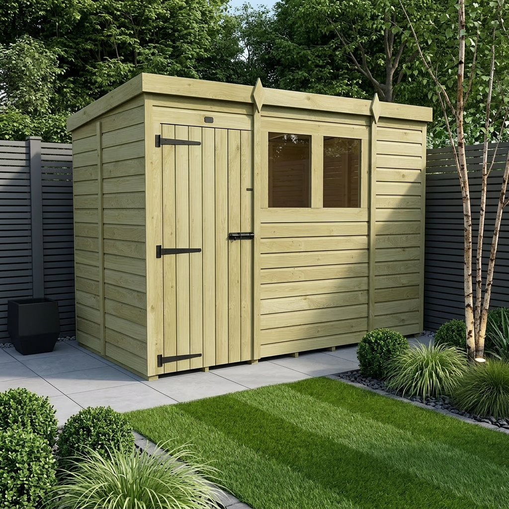 9 x 5 Pent Shed (Single Door, With Windows)