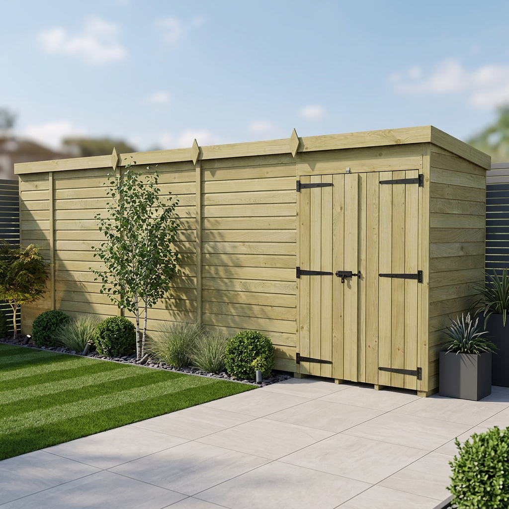19 x 4 Pent Shed (Double Door, No Windows)