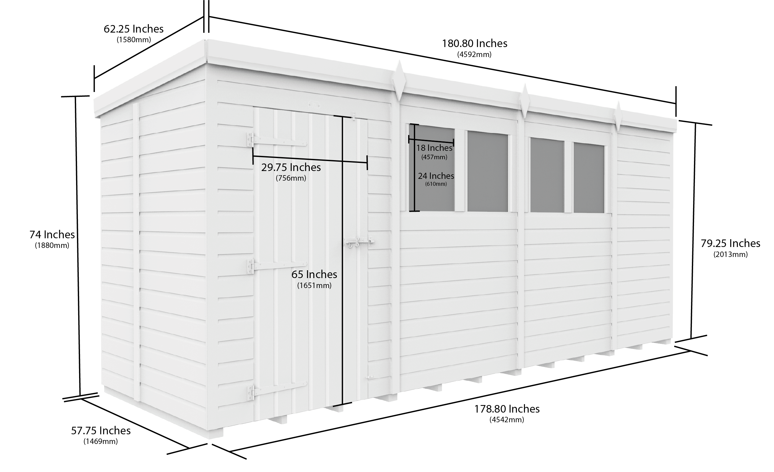 15 x 5 Security Pent Shed