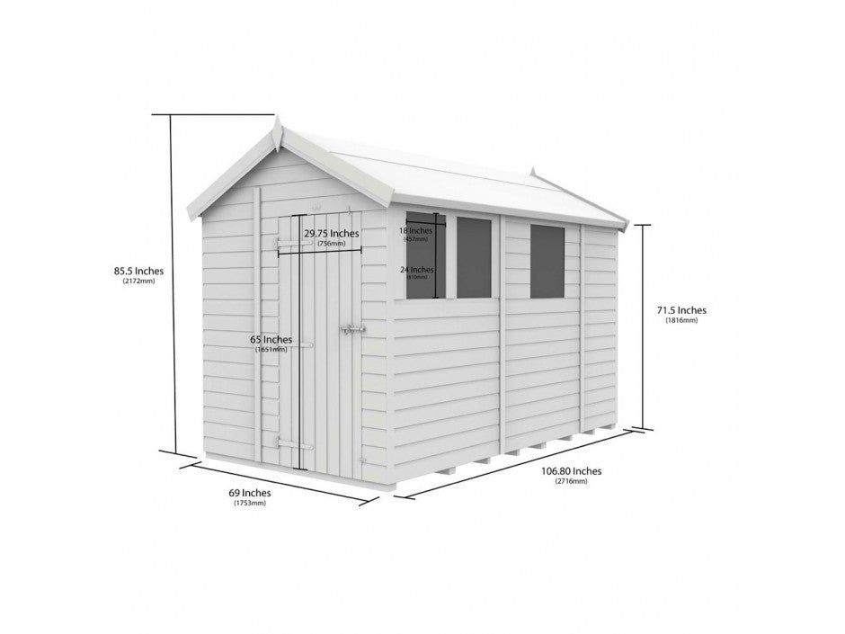 6 x 9 Apex Shed (Double Door, With Windows)