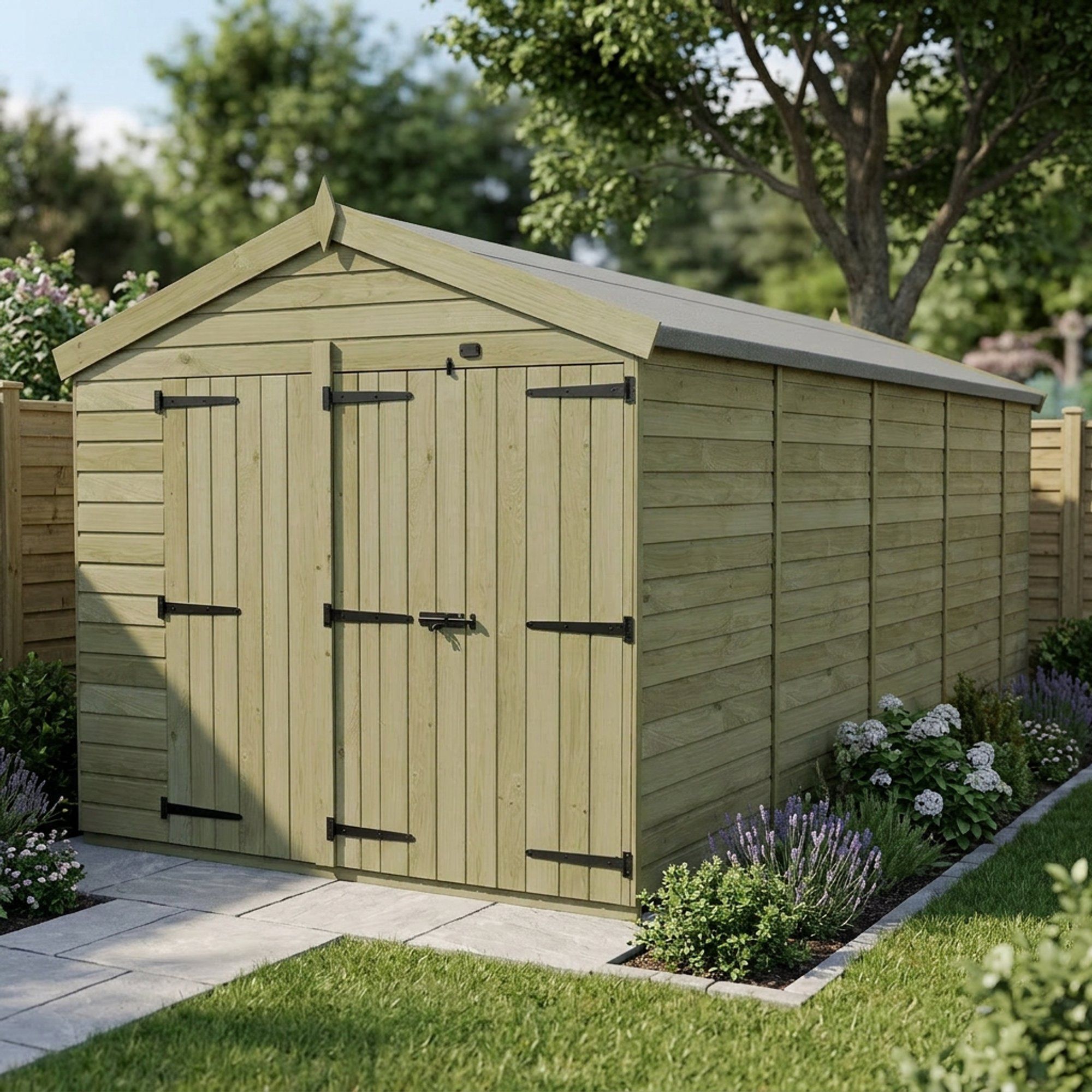 8 x 18 Apex Shed (Double Door, No Windows)