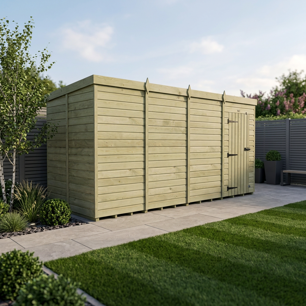 16 x 7 Pent Shed (Single Door, No Windows)