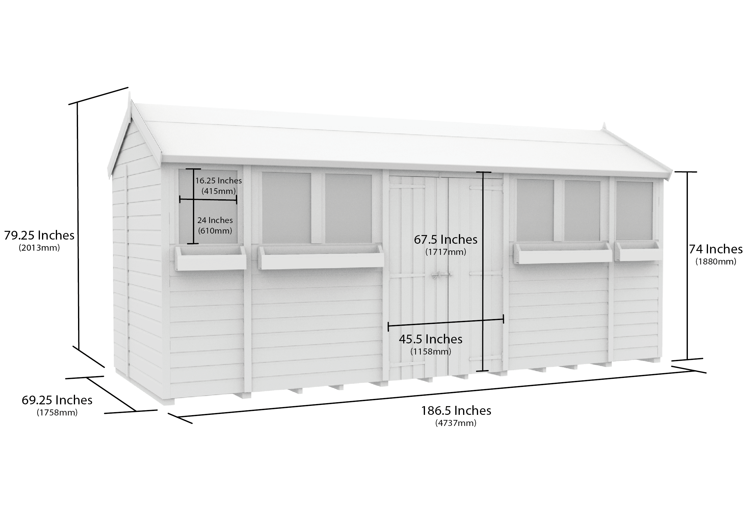 16 x 6 Apex Summer Shed