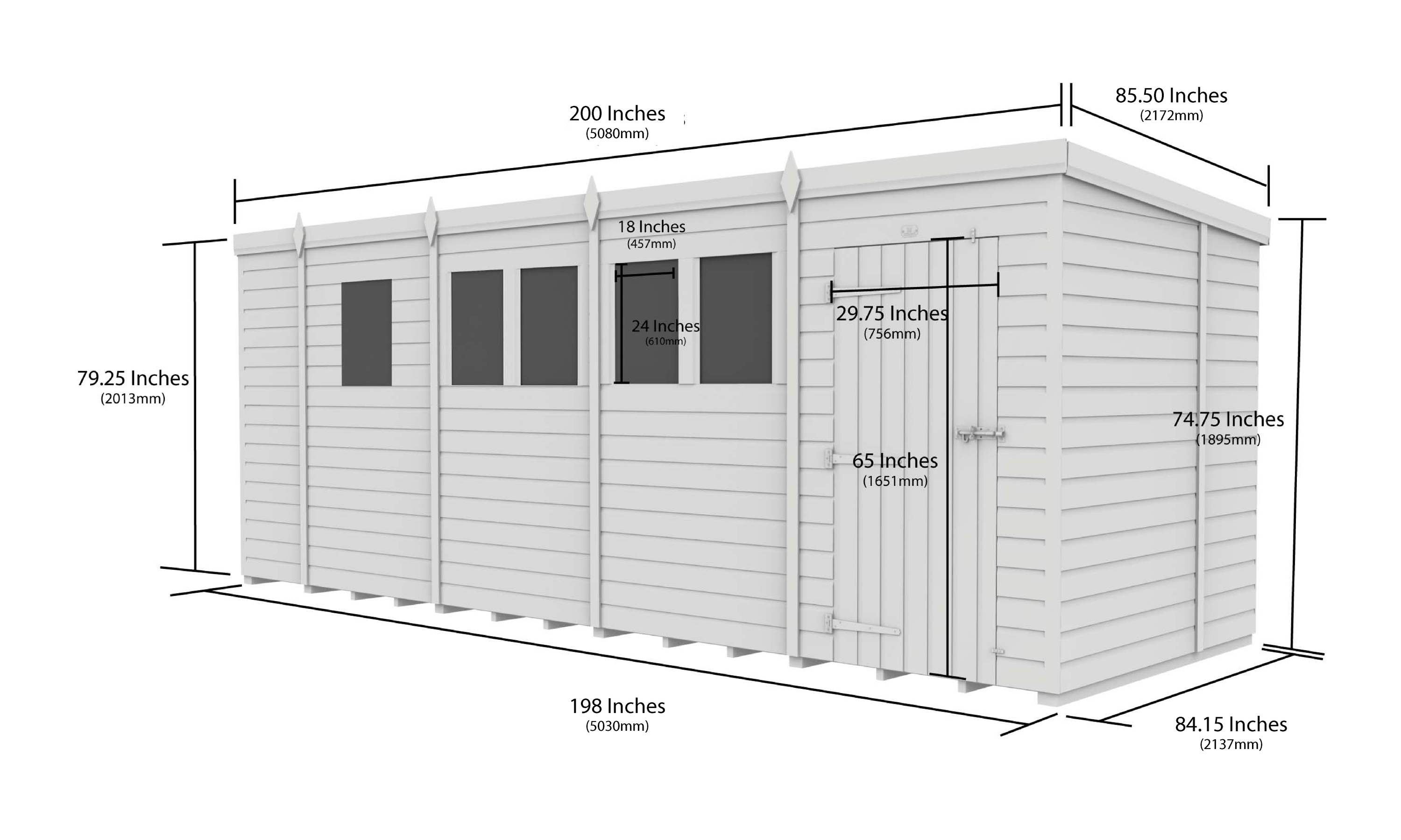 17 x 7 Security Pent Shed