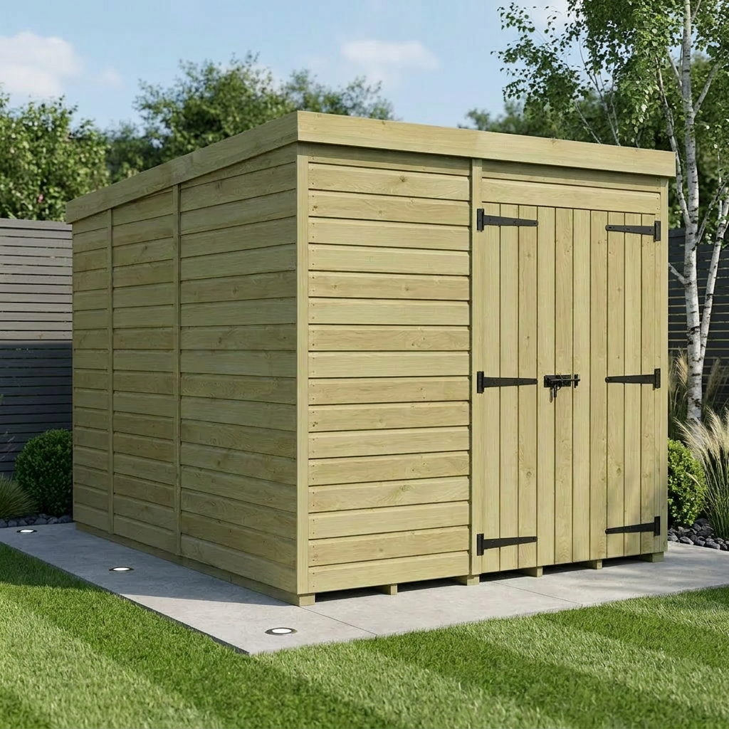 7 x 9 Pent Shed (Double Door, No Windows)