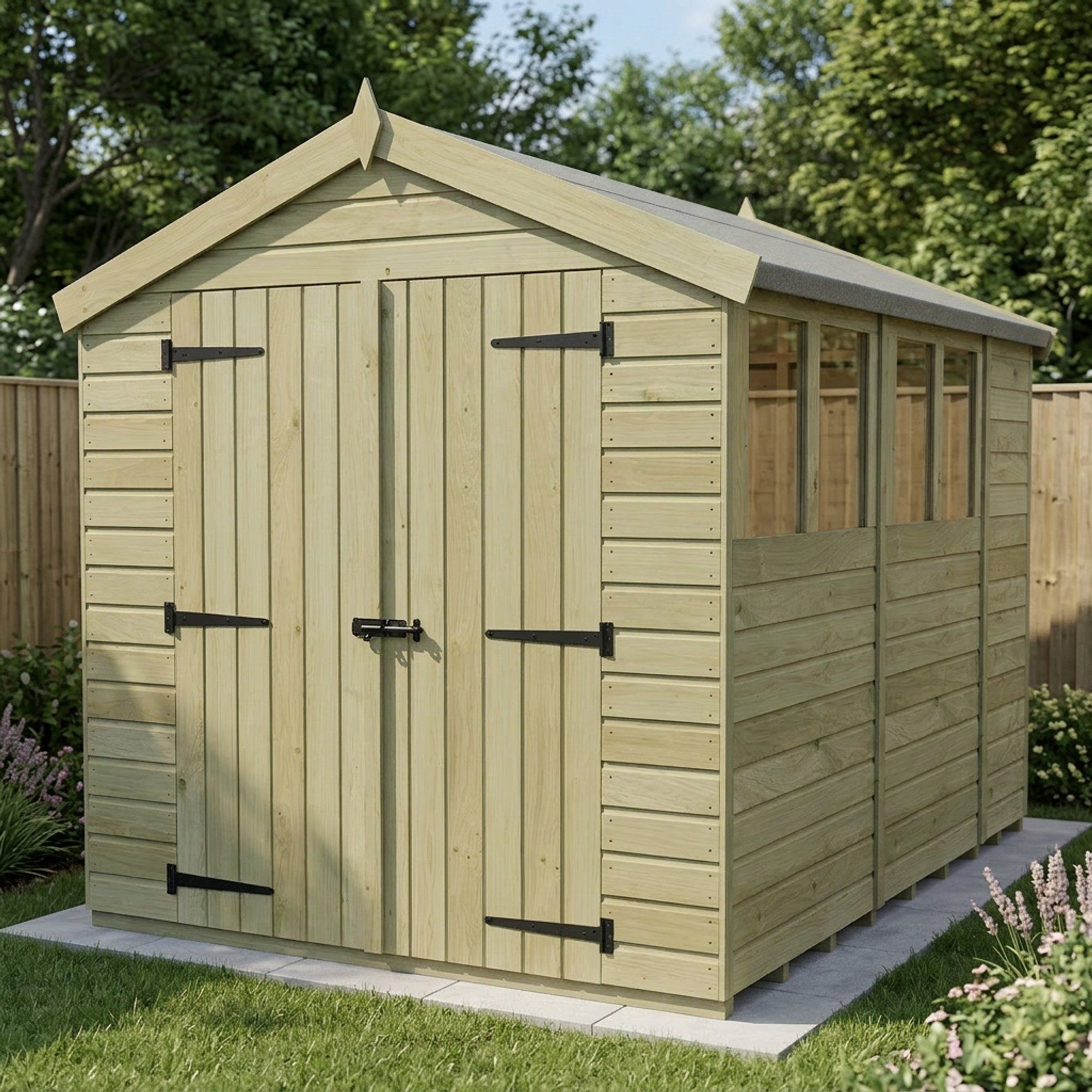 8 x 10 Apex Shed (Double Door, With Windows)