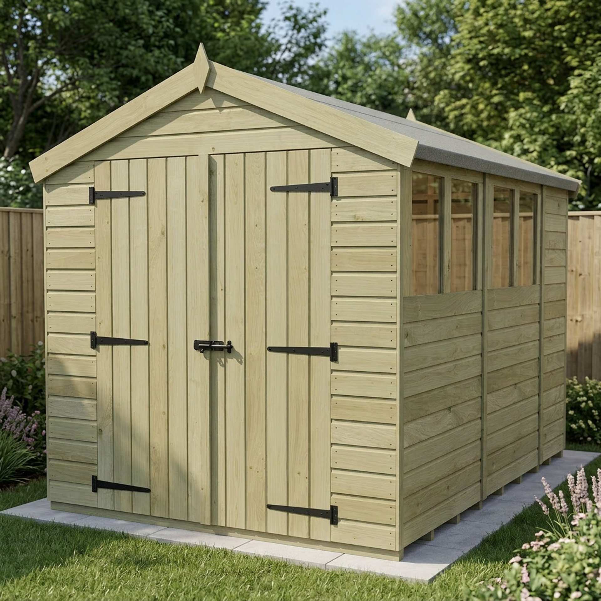 8 x 10 Apex Shed (Double Door, With Windows)